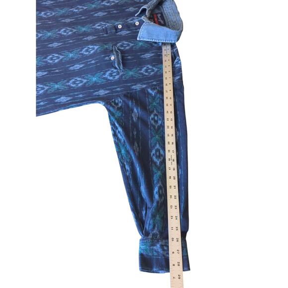 Vintage Wrangler Southwestern Aztec Polo Longsleeve Cowboy Indie Hippie sz XL - Picture 5 of 7